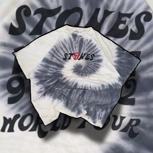 Rolling Stones 1972 World Tour Tie Dye T-Shirt L/XL Oversized Rock Tee